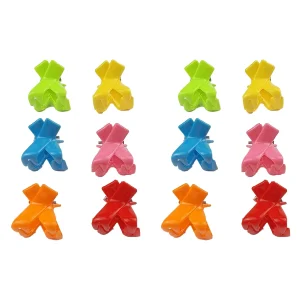 Lot de 12 mini pinces à cheveux crabe de 6 couleurs différentes assorties en plastique