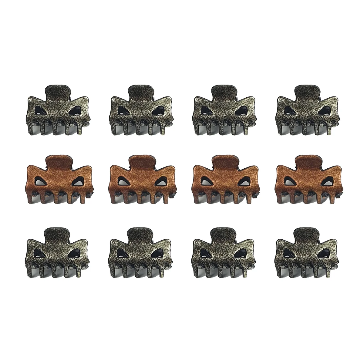 Lot de 12 mini pinces à cheveux crabe de 2 couleurs métallisées différentes assorties en plastique