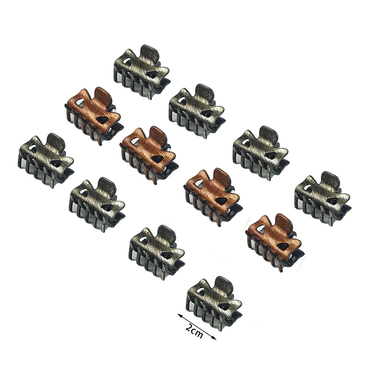 Lot de 12 mini pinces à cheveux crabe de 2 couleurs métallisées différentes assorties en plastique – Image 3