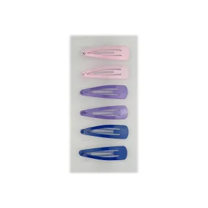 Lot de 6 pinces à cheveux clic clac L 5 cm de 3 couleurs différentes assorties en métal