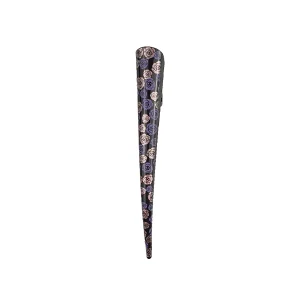 Pince à cheveux bec de canard en métal avec motifs de roses L 13 cm violet